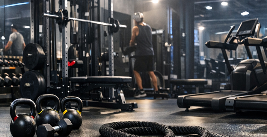 commercial gym setting.