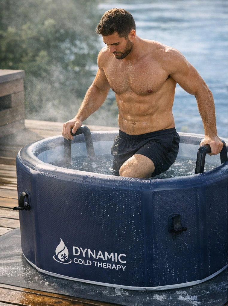 man in cold plunge pool